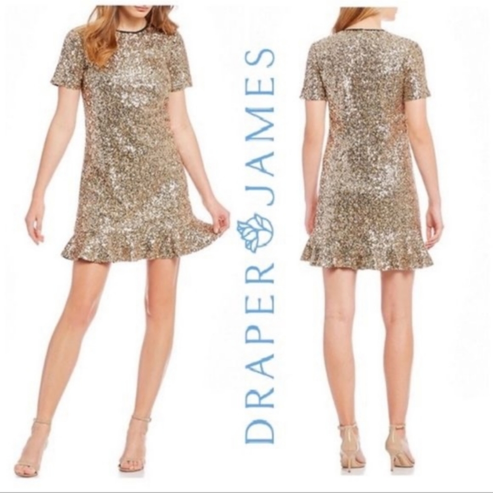 Draper James gold sequin dress
